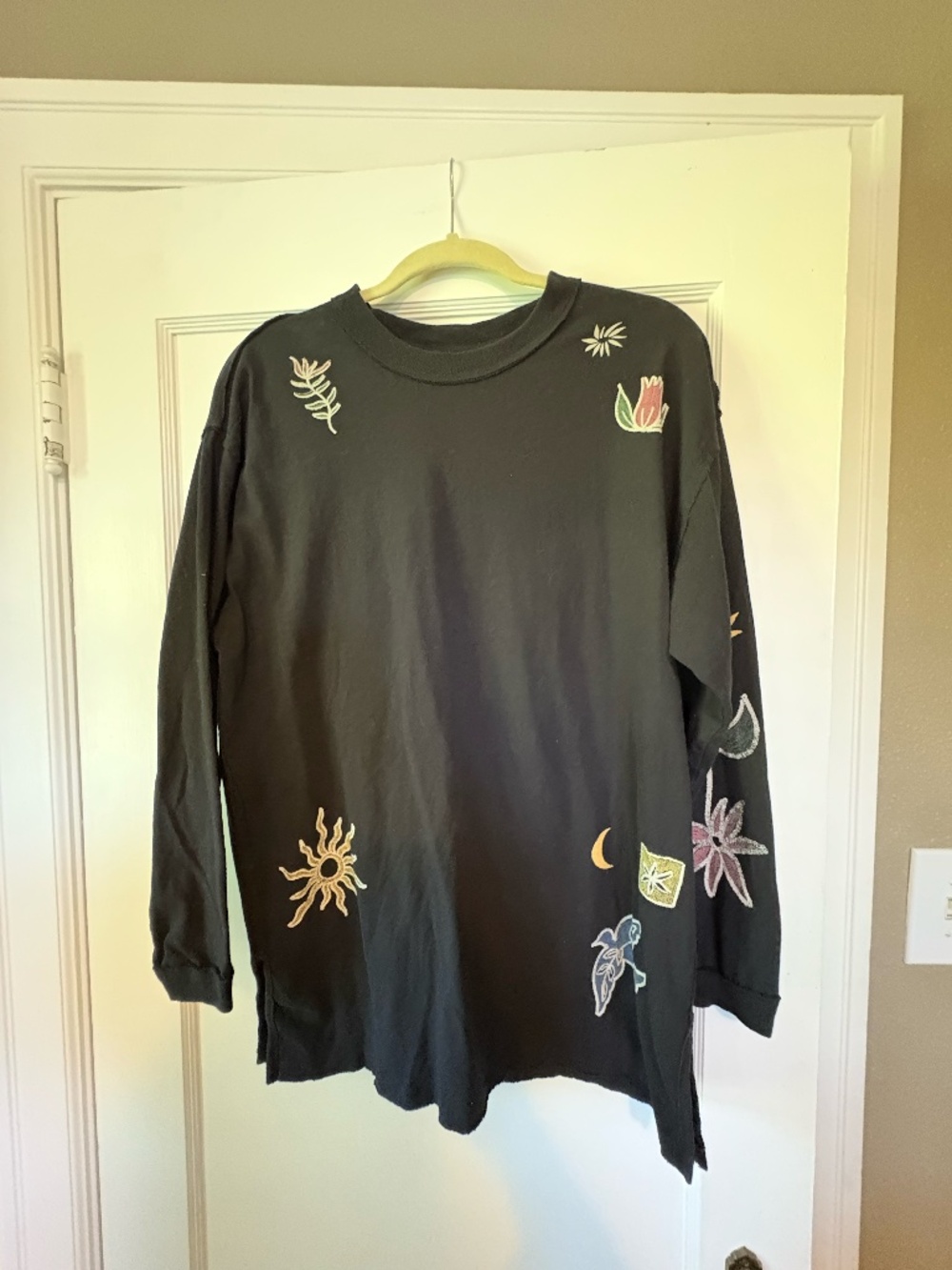 Free People Embroidered Butterfly Long Sleeve size small